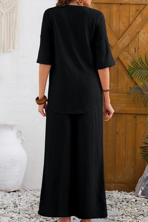 Wrinkle-Free Wide Leg & Top Set