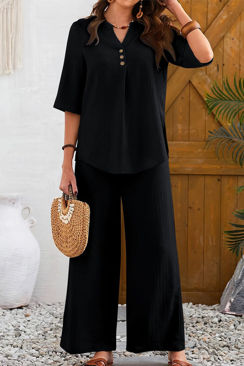 Wrinkle-Free Wide Leg & Top Set