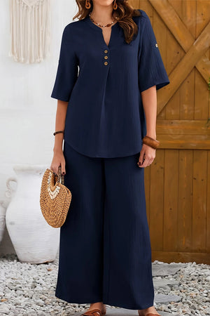 Wrinkle-Free Wide Leg & Top Set