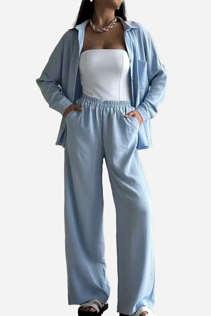 Relaxed Fit Wide-Leg Two-Piece Set