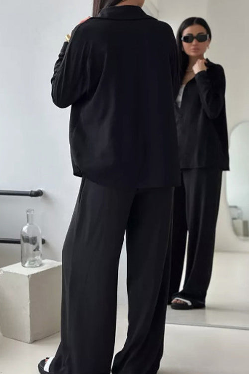 Relaxed Fit Wide-Leg Two-Piece Set
