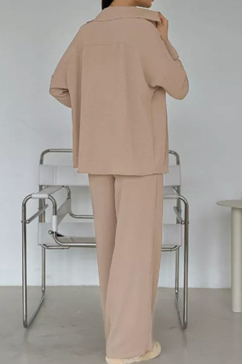 Relaxed Fit Wide-Leg Two-Piece Set