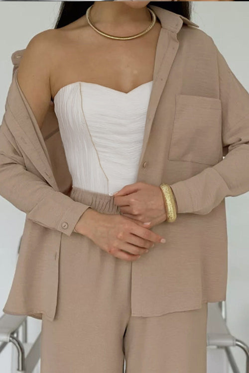 Relaxed Fit Wide-Leg Two-Piece Set