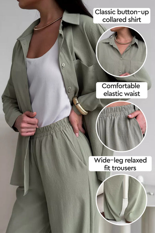 Relaxed Fit Wide-Leg Two-Piece Set