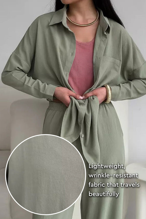 Relaxed Fit Wide-Leg Two-Piece Set