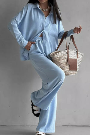 Relaxed Fit Wide-Leg Two-Piece Set