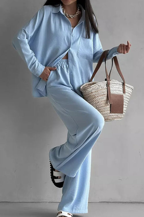 Relaxed Fit Wide-Leg Two-Piece Set