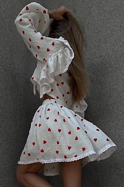 Sweet Countryside 100% Cotton Ruffled Two-Piece Set