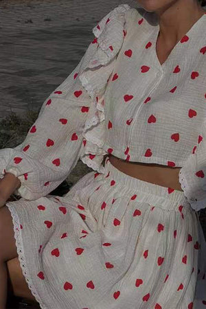 Sweet Countryside 100% Cotton Ruffled Two-Piece Set