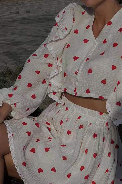 Sweet Countryside 100% Cotton Ruffled Two-Piece Set