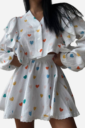 Sweet Countryside 100% Cotton Ruffled Two-Piece Set