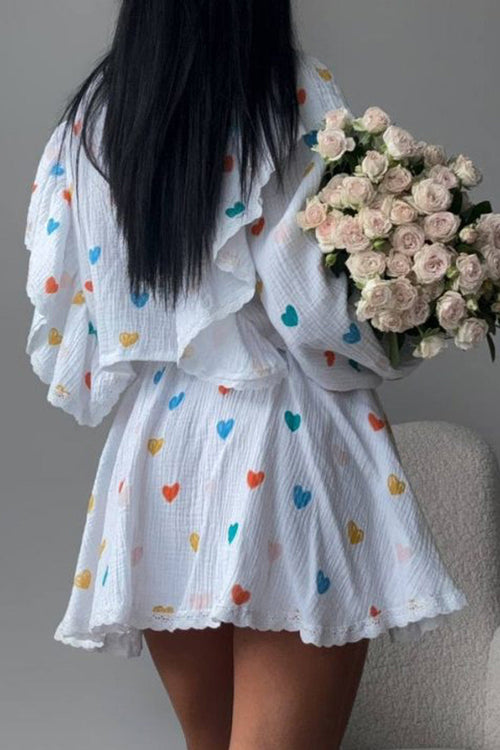 Sweet Countryside 100% Cotton Ruffled Two-Piece Set