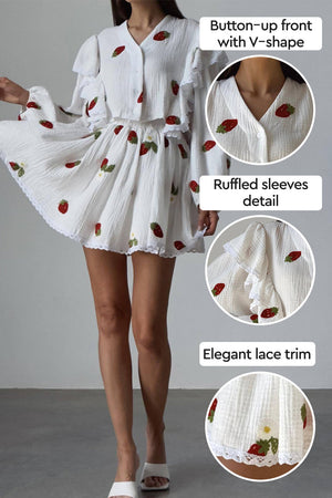 Sweet Countryside 100% Cotton Ruffled Two-Piece Set