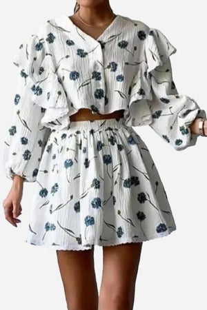 Sweet Countryside 100% Cotton Ruffled Two-Piece Set