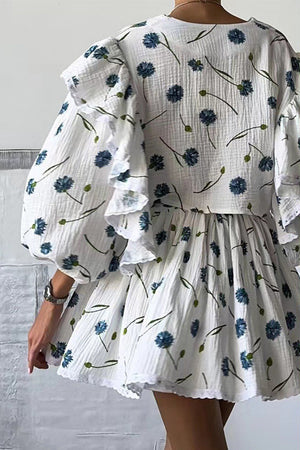Sweet Countryside 100% Cotton Ruffled Two-Piece Set