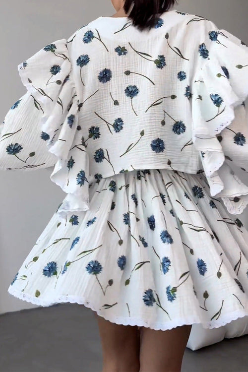 Sweet Countryside 100% Cotton Ruffled Two-Piece Set