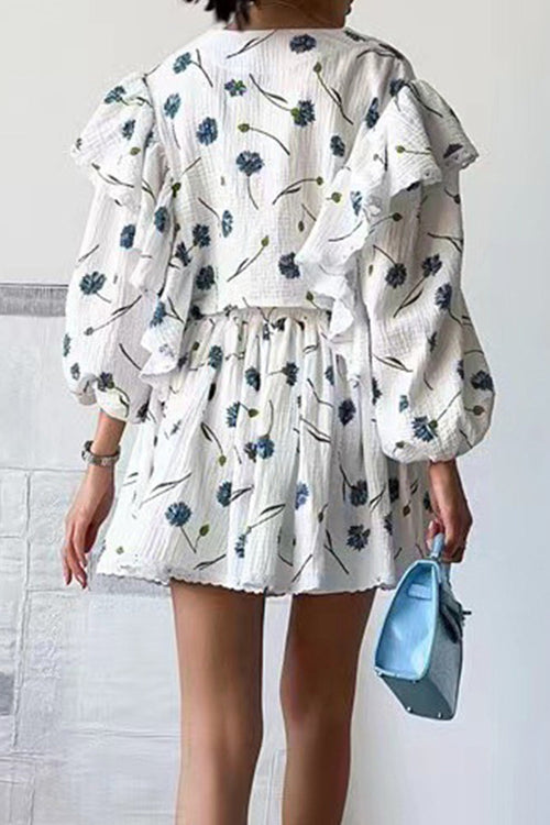 Sweet Countryside 100% Cotton Ruffled Two-Piece Set
