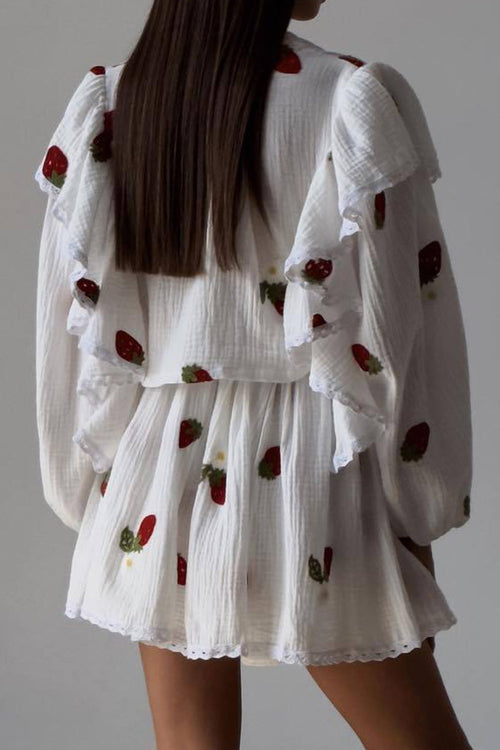 Sweet Countryside 100% Cotton Ruffled Two-Piece Set