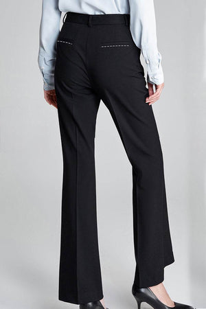 Black professional retro stretch trousers with high-waisted straight-leg fit and tailored seams for a sleek silhouette