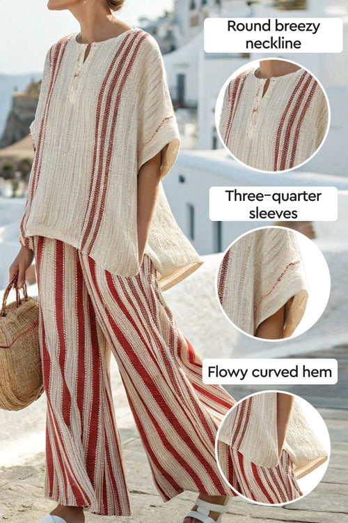 Santorini Sunset Striped Two-Piece Set