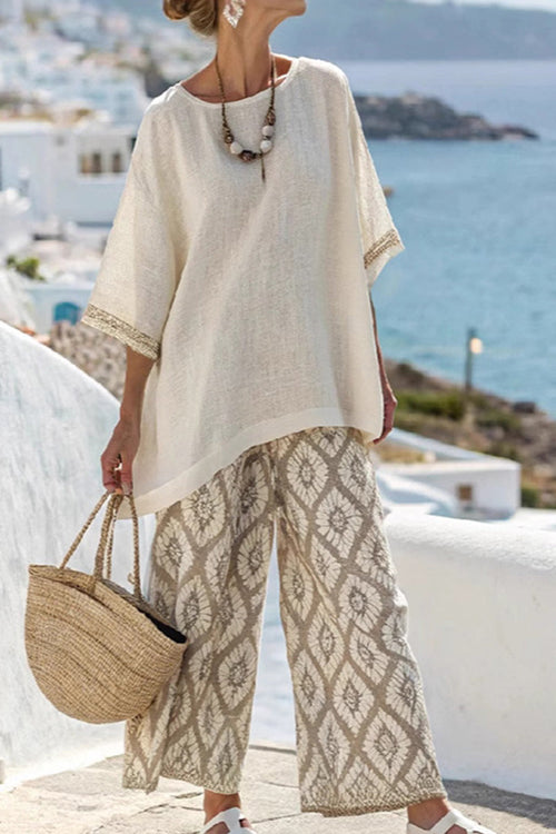 Santorini Sunset Striped Two-Piece Set
