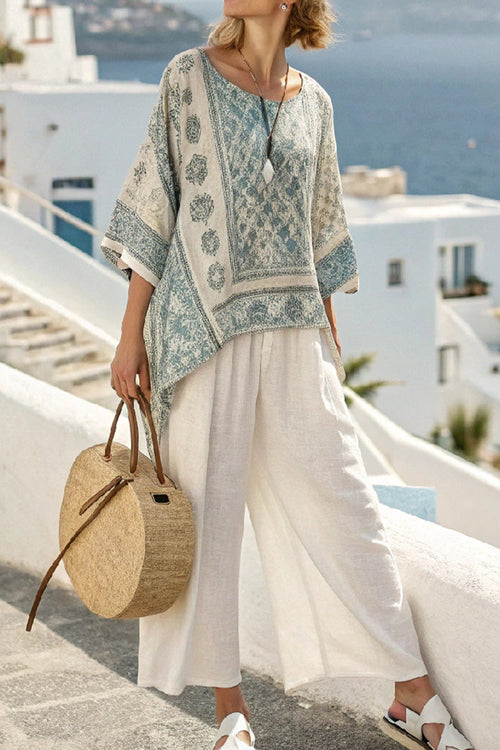 Santorini Sunset Striped Two-Piece Set