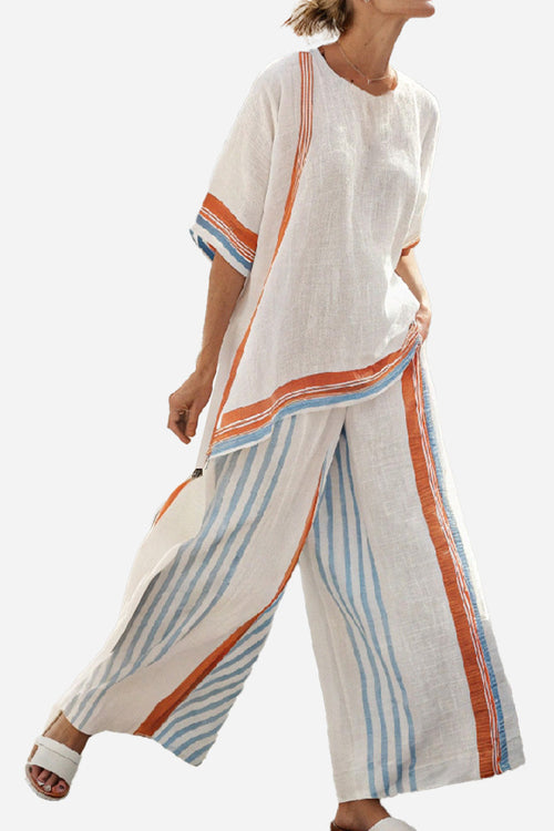 Santorini Sunset Striped Two-Piece Set