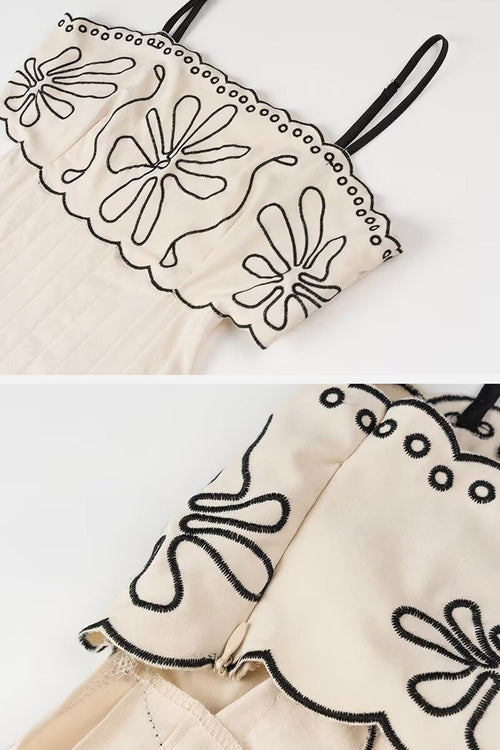 Artisan Embroidered Scallop Bohemian Romance Dress