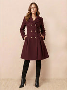 Fit & Flare Trench Coat with tailored waist and A-line flare in non-wool fabric