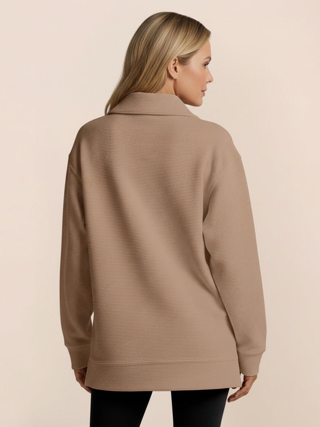 half-zip waffle pullover with kangaroo pocket and waffle-knit texture for casual comfort