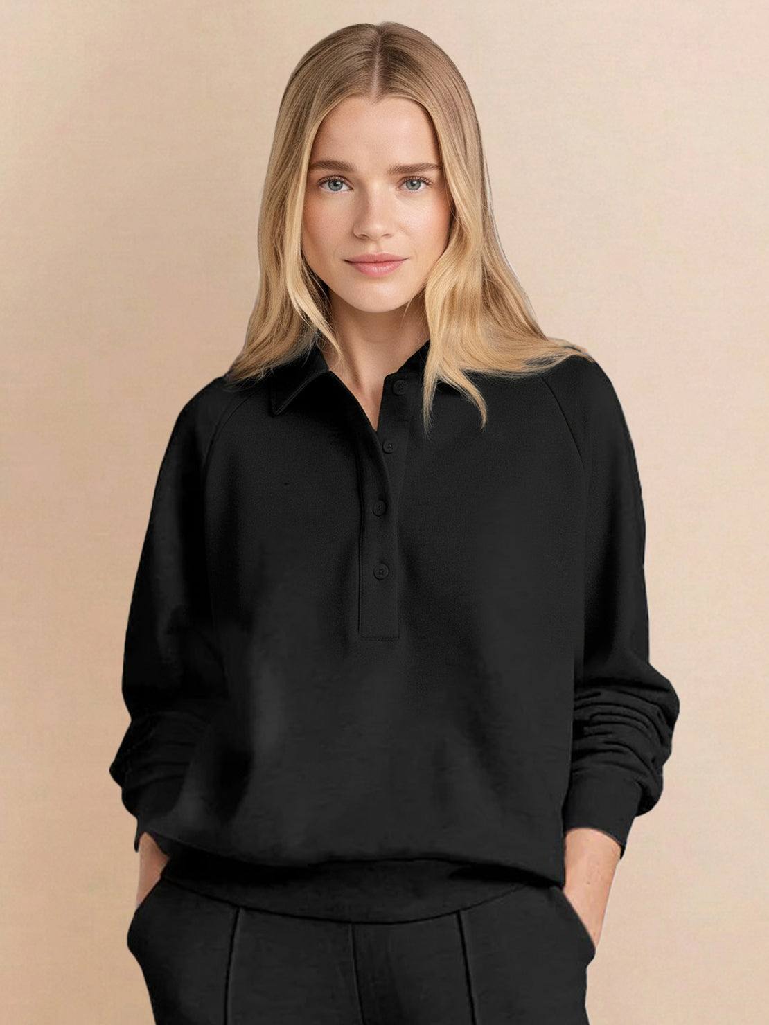 Wrinkle-free casual two-piece polo set with breathable fabric and structured fit