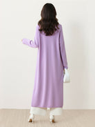 100% Australian Merino Wool long open-front cardigan with ribbed cuffs and front pockets