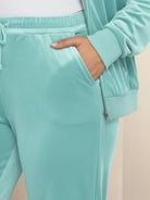 Plus size velour zip-up tracksuit with hoodie and straight-leg pants in soft plush fabric
