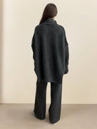 Soft-Knit Turtleneck two-piece set with relaxed fit and wide-leg pants