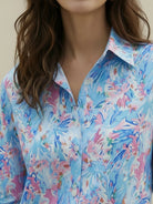 floral button-down shirt with long sleeves and relaxed fit