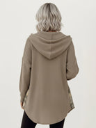 CloudKnit oversized hooded shacket with waffle knit texture and button-front closure