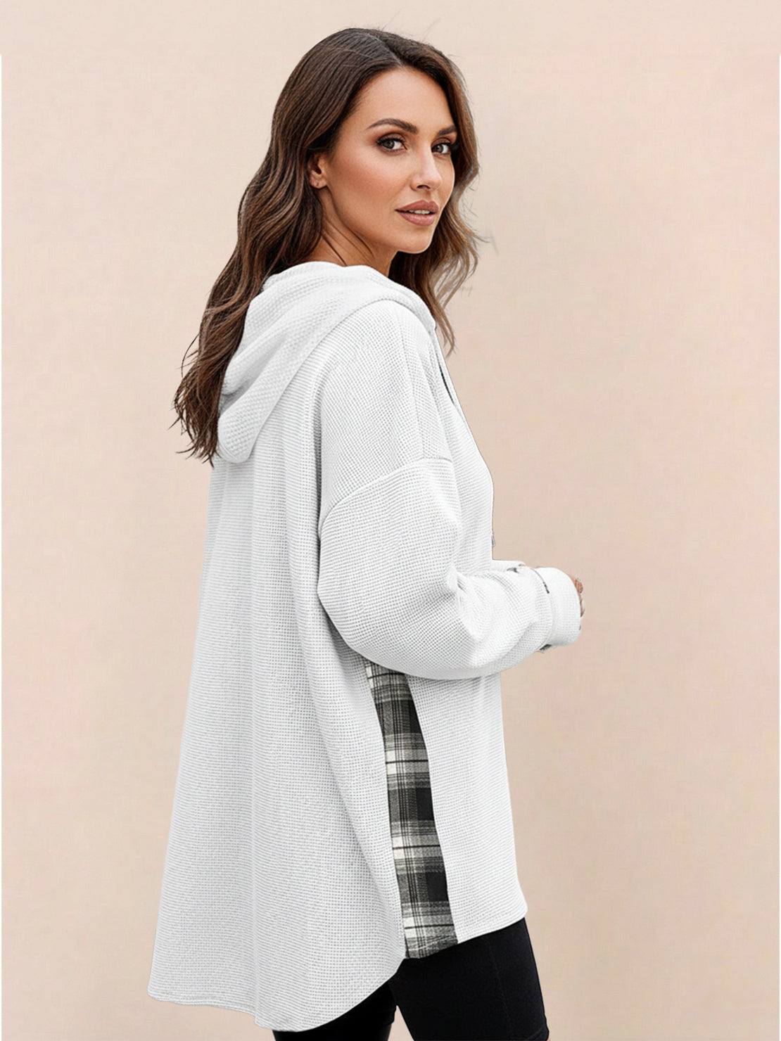 CloudKnit oversized hooded shacket with waffle knit texture and relaxed fit