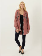 CloudKnit oversized hooded shacket with waffle knit texture and button-front closure