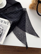100% linen neck scarf with checkered pattern and natural rolled edges, lightweight and breathable fabric accessory for versatile styling
