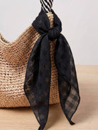 100% linen neck scarf with lightweight breathable fabric and timeless checkered pattern
