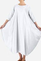 Bohemian maxi dress loose fit linen blend long sleeves floor-length plus size gown