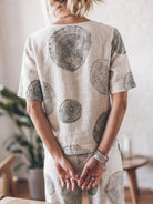 Cotton linen set monochrome two-piece outfit with relaxed short-sleeve top and straight-leg pants