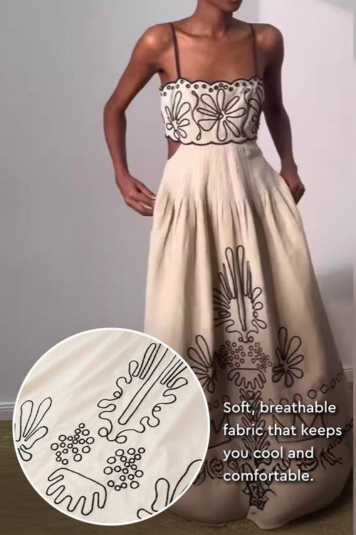 Artisan Embroidered Scallop Bohemian Romance Dress