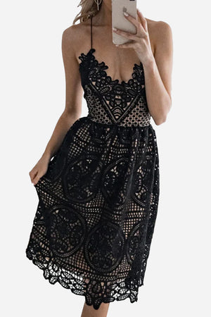 Backless Lace Midi Dress