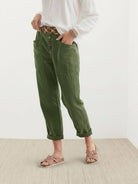casual button-down utility-chic trousers with deep pockets and rolled cuffs in durable soft fabric