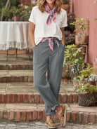 Casual button-down utility-chic trousers with pockets in durable soft cotton blend fabric