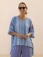 Coastal Comfort Linen two-piece set with lace details and breathable fabric on white background