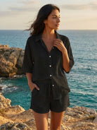 Coastal Linen Cotton two-piece set with breathable cotton-linen blend fabric