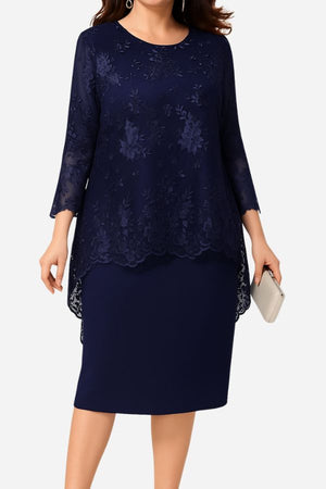 Elegant Lace Embroidered Two-Piece Evening Dress