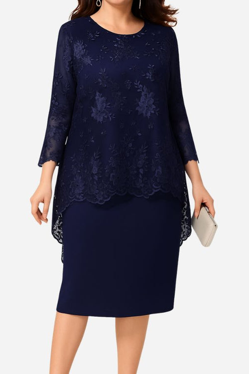 Elegant Lace Embroidered Two-Piece Evening Dress